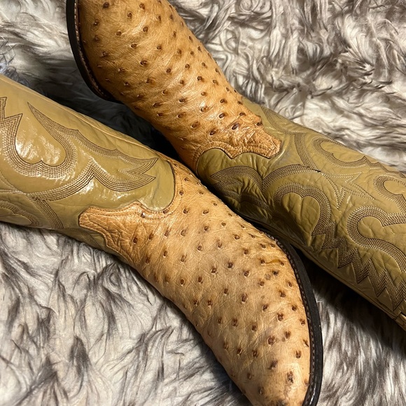 Tony Lama Tan FULL Ostrich & Leather WESTERN Boots-Sz 8.5 D - Picture 14 of 14
